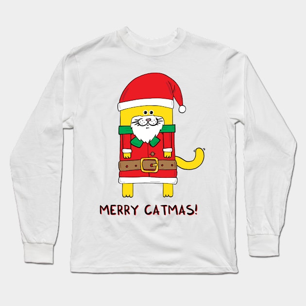 Merry Catmas Long Sleeve T-Shirt by adrianserghie